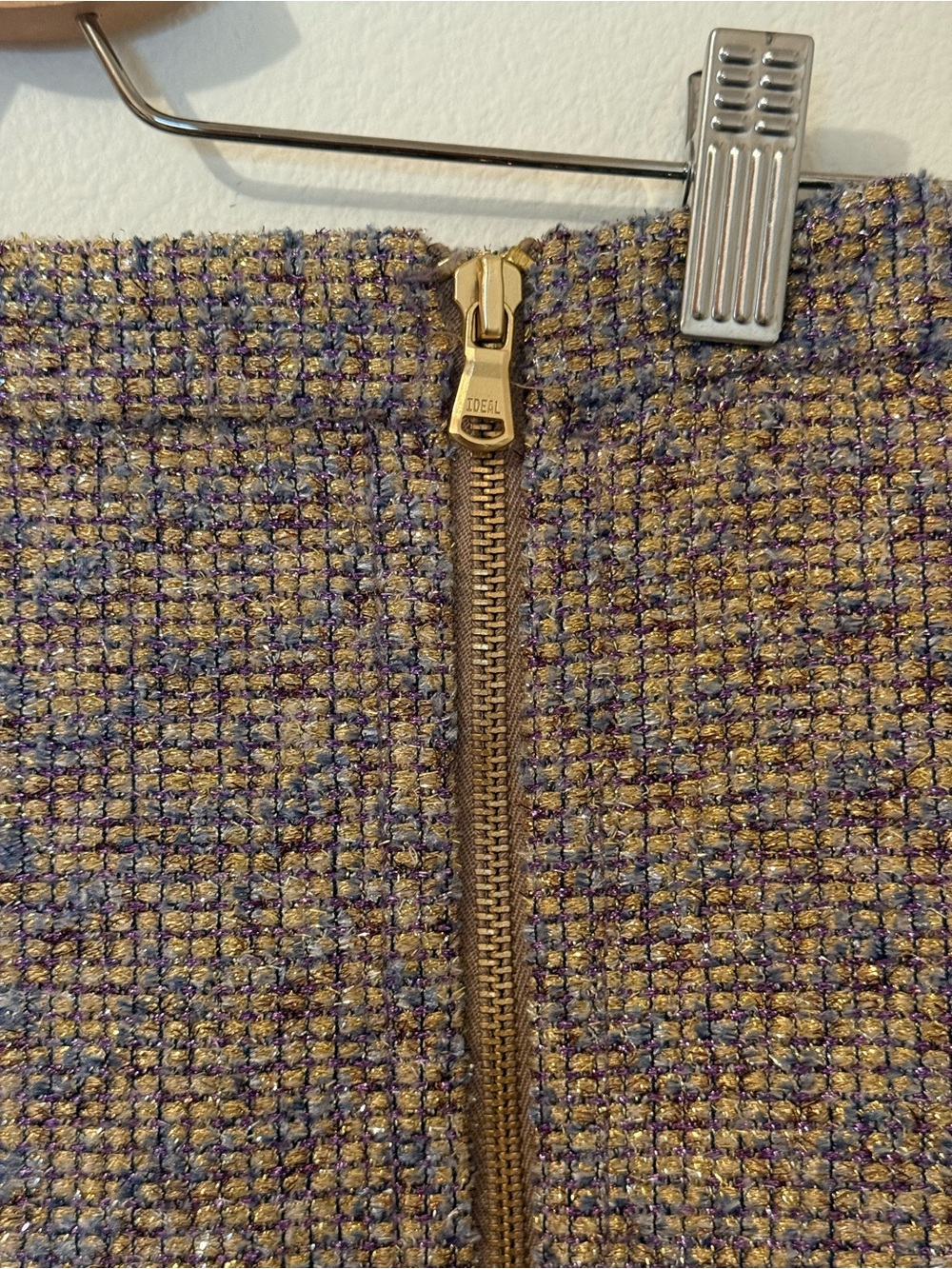 J. Crew Tweed Pencil Skirt with Gold Zip - Neutral Mix - Picture 4 of 8